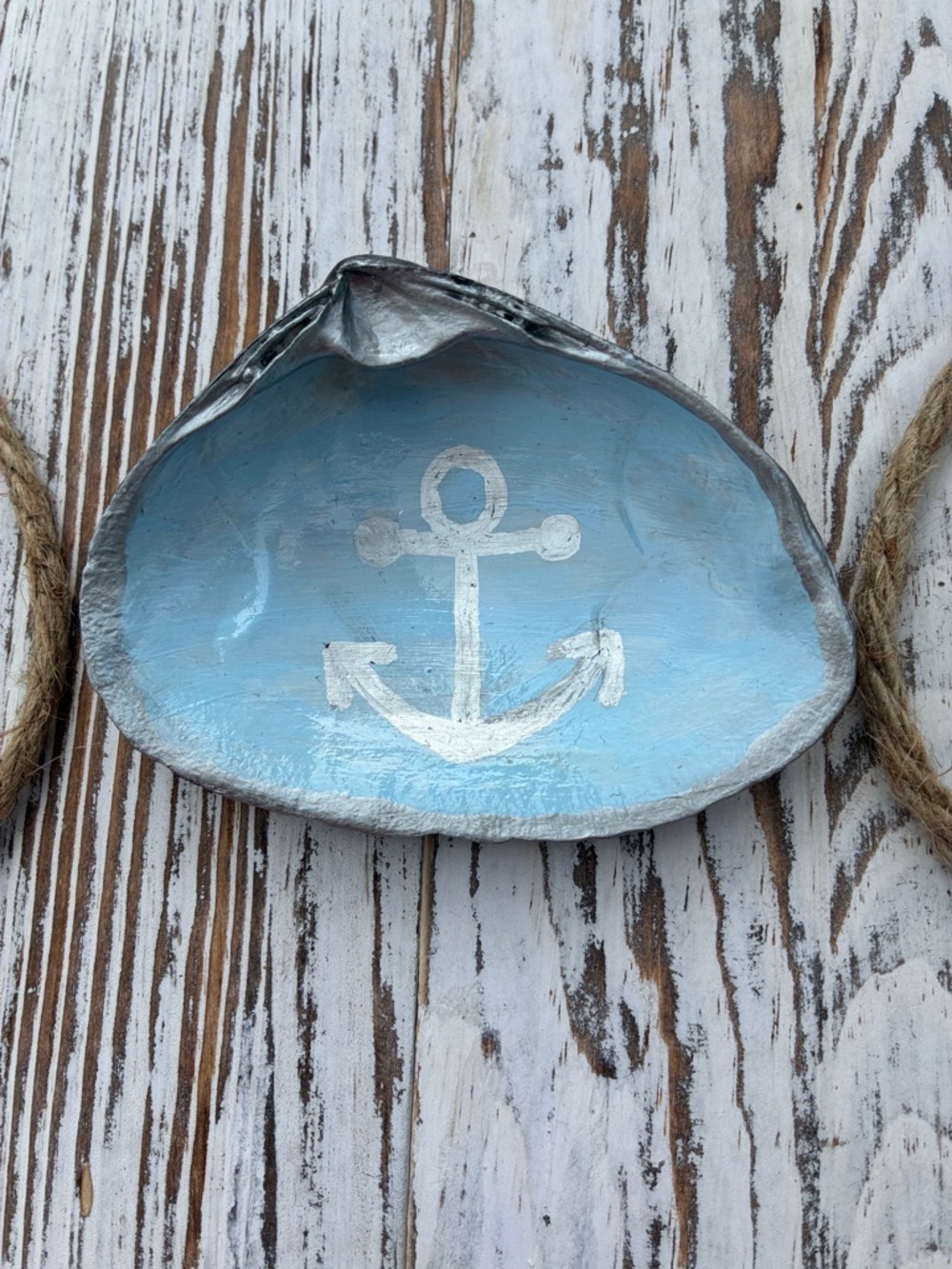 Hand Painted Anchor Trinket Shell Dish